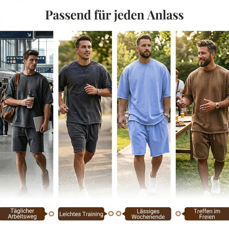Men's casual solid color sleeveless sportswear suit.